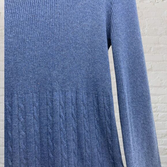 Soft Surroundings Michelle Sweater Dress M Turtleneck Cable Knit Blue Tunic - Picture 11 of 14